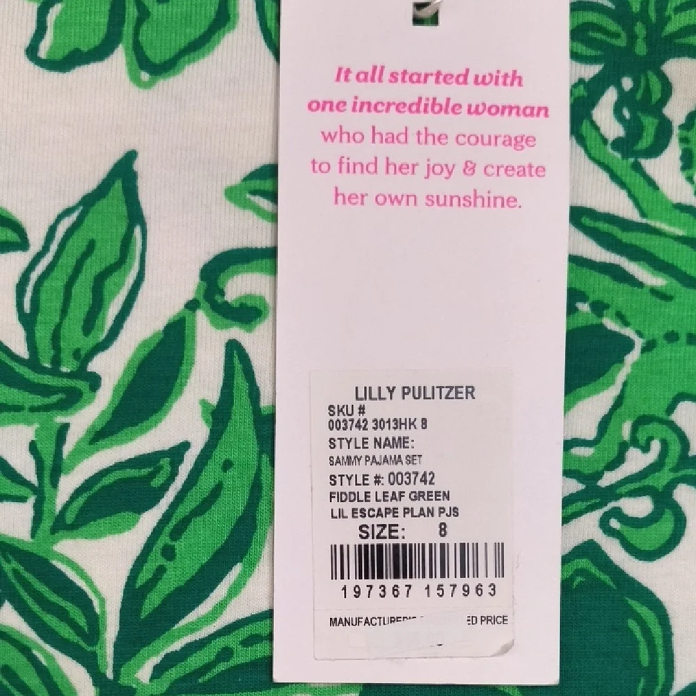 Lilly Pulitzer Mini Samny Pajama Top Fiddle Green Size 6 NWT